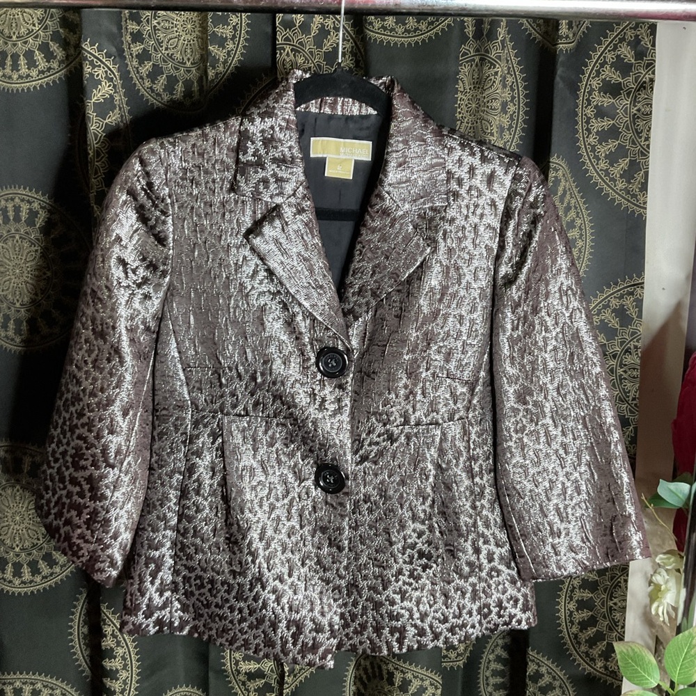 NWOT Michael Kors Metallic Jacquard Swing Jacket
